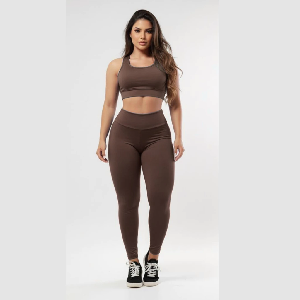1 Conjunto Calça Legging E Top Fitness Roupas Femininas Para Academia A01