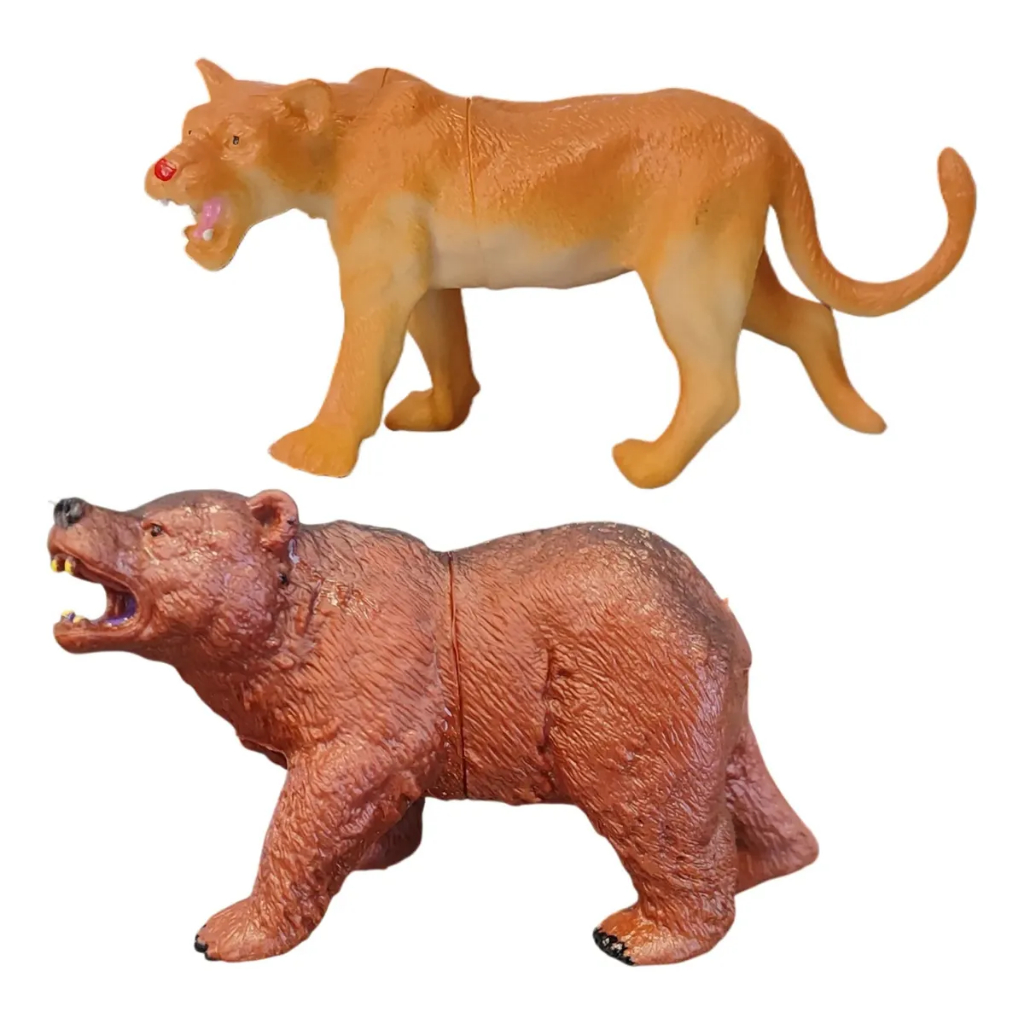Animais Selva Zoológico Safari Urso Pardo Leoa Brinquedos Animal Bicho Brinquedo Miniaturas Realista Crianças Bichinhos