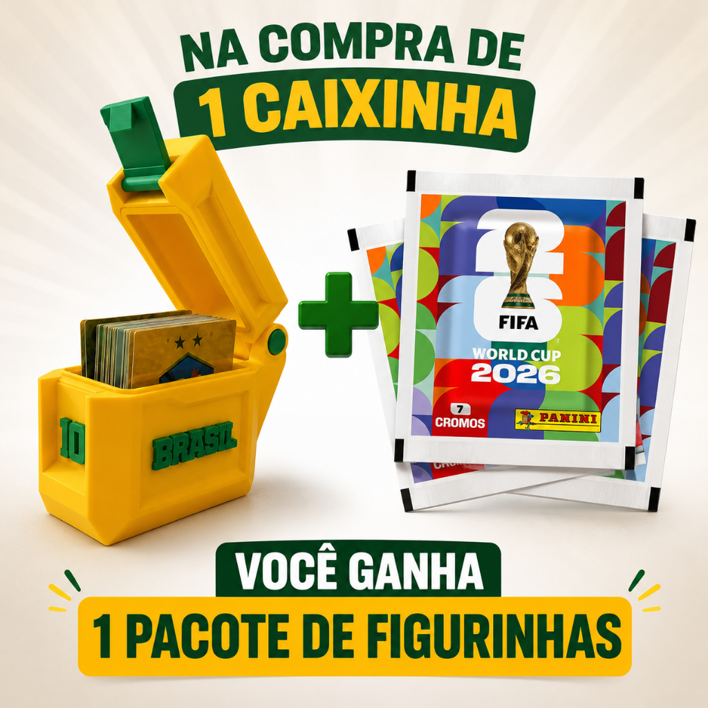 Caixa Porta Figurinhas Com Fecho Seguro Brinde Pacote De Figurinhas