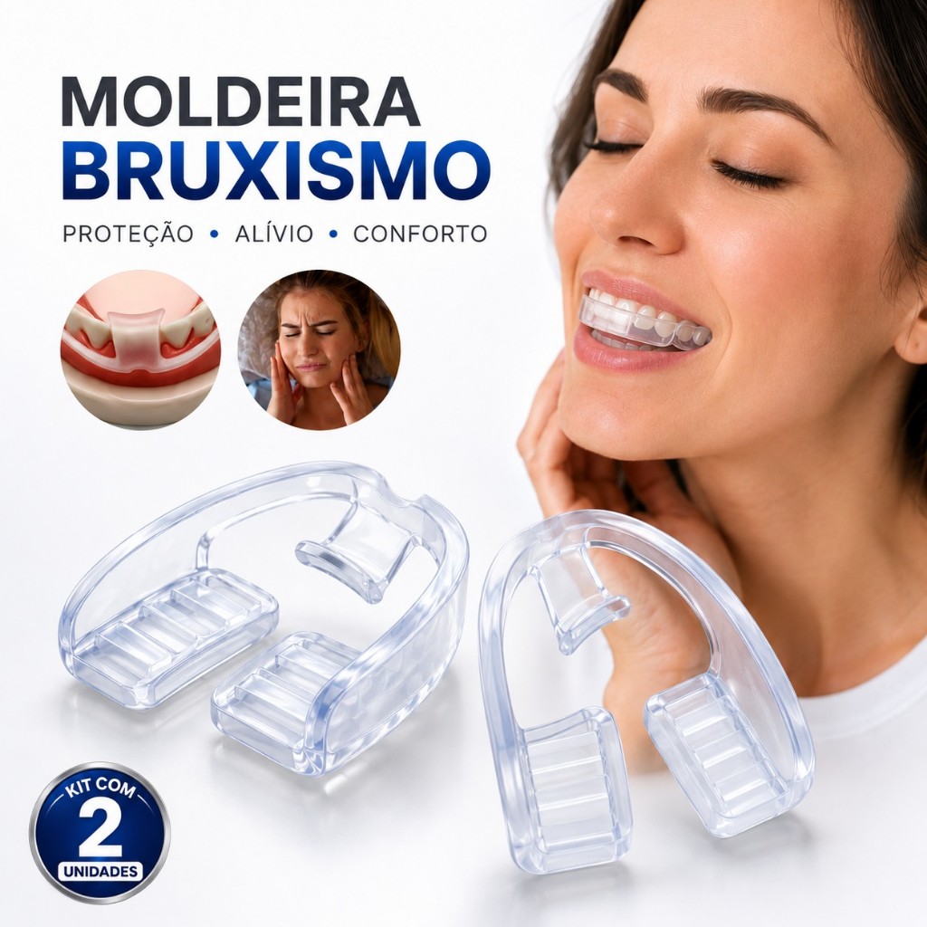 2 Moldeira Bruxismo Ranger Dente Protetor Bucal Placa Apneia Ajustável Anti Ronco Silicone macio