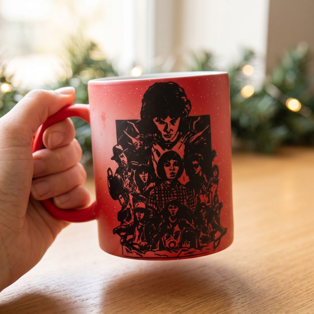 Caneca Mágica Stranger Things Vermelha 325ml | Caneca Termossensível Geek Netflix