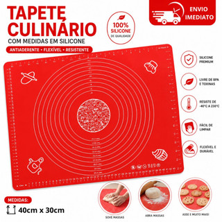 Tapete Culinario de Silicone com Medidas Antiaderente de Apoio Cozinha Confeitaria 40x30cm Profissional