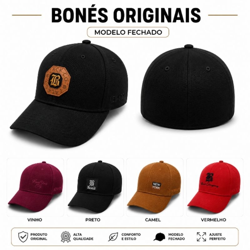 Boné Fechado Premium Original Aba Curva.