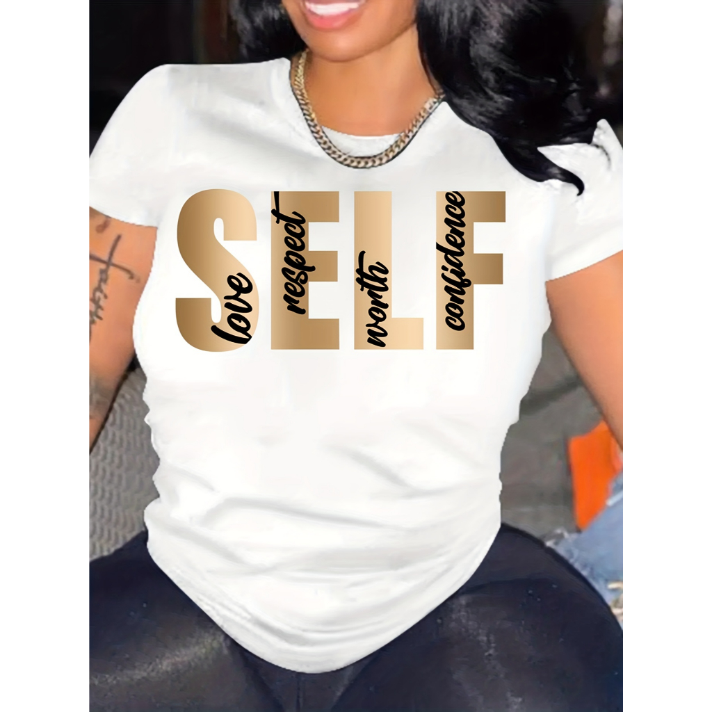 Camiseta Feminina 100% Algodão Frase Estilosa Gola Redonda - Básica Confortável para o Dia a Dia
