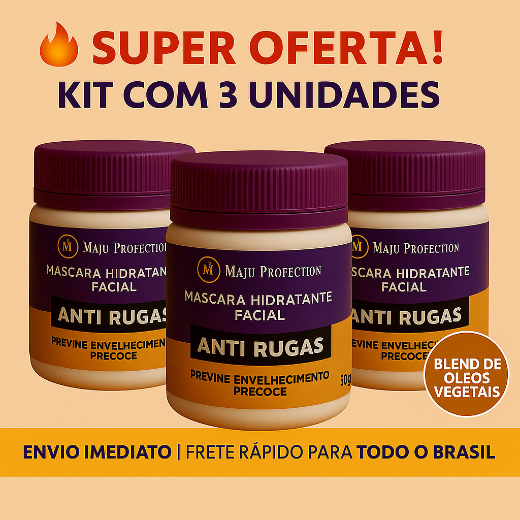 Kit Com 3 Creme Facial Anti-Rugas Envelhecimento Com Blend de Óleos Maju Profection