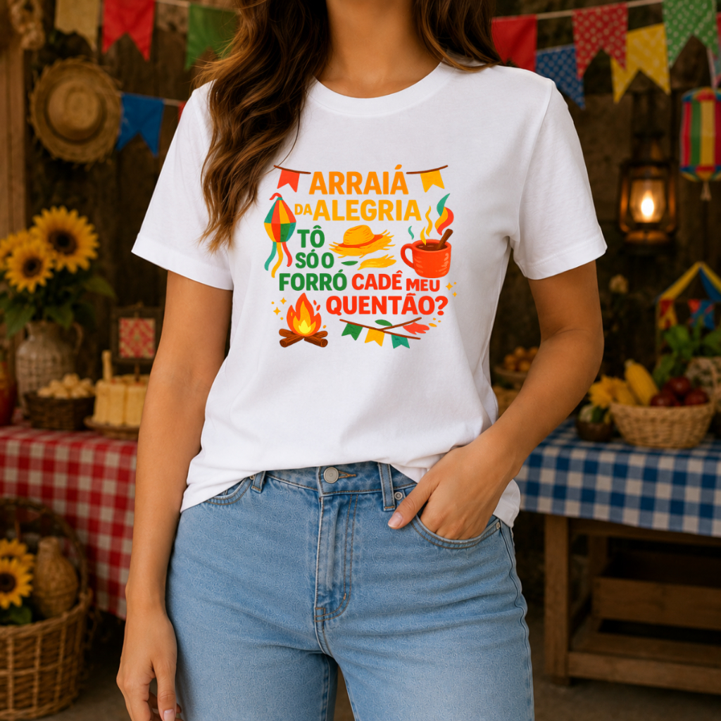 Camiseta Festa Junina Unissex Estampada Arraiá Chapéu Forró Quentão Diversas Estampas Premium