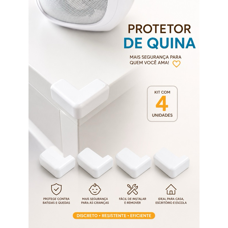 Protetor de Quina para Mesa e Móveis Infantil | Kit com 4 Unidades | Segurança para Bebês e Crianças COD-026