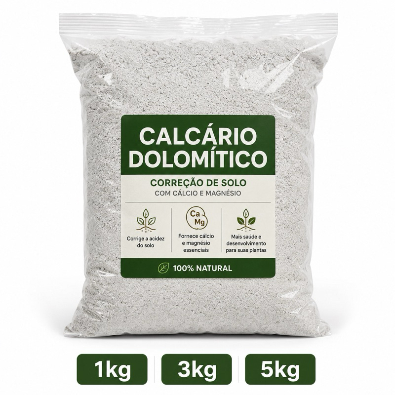 Calcário Dolomítico - Fertilizante Agrícola Para Hortas Jardins Frutíferas e Gramados, rico em Cálcio e Magnésio