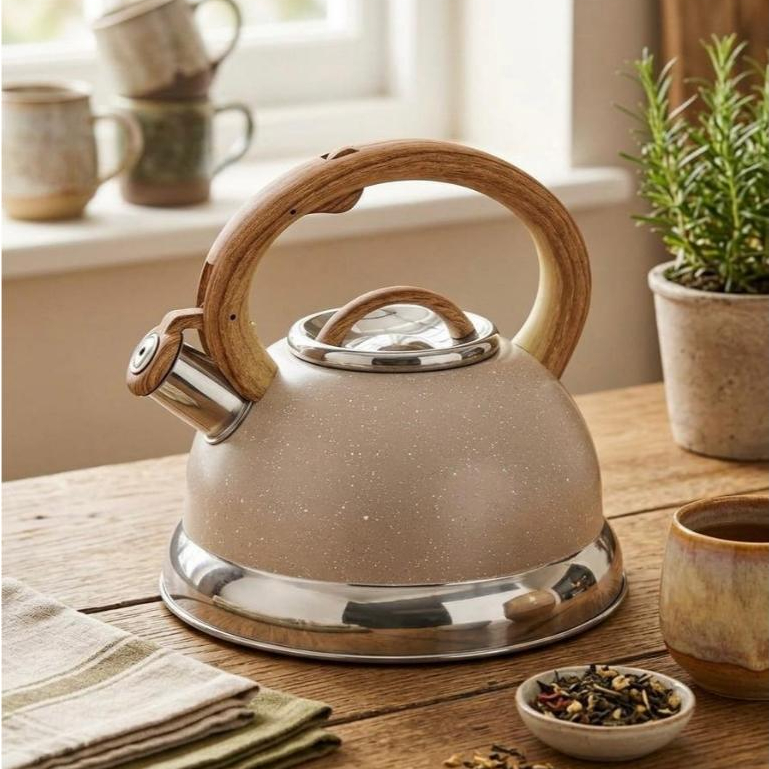 Chaleira Inox Brinox Roma 2,7L com Apito para Fogão de Indução Aço Inoxidável