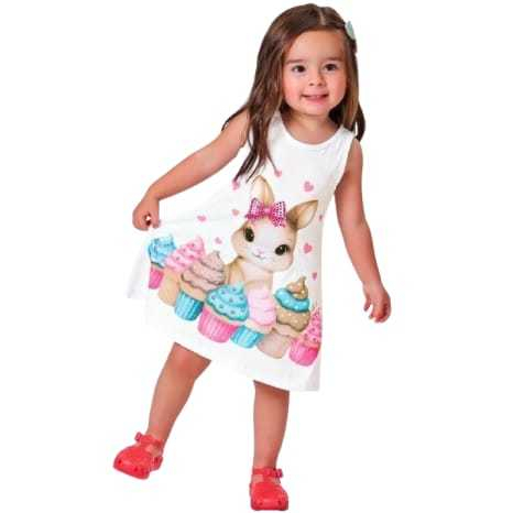 Vestido Infantil Menina Em M/Malha Coelhinho Kyly