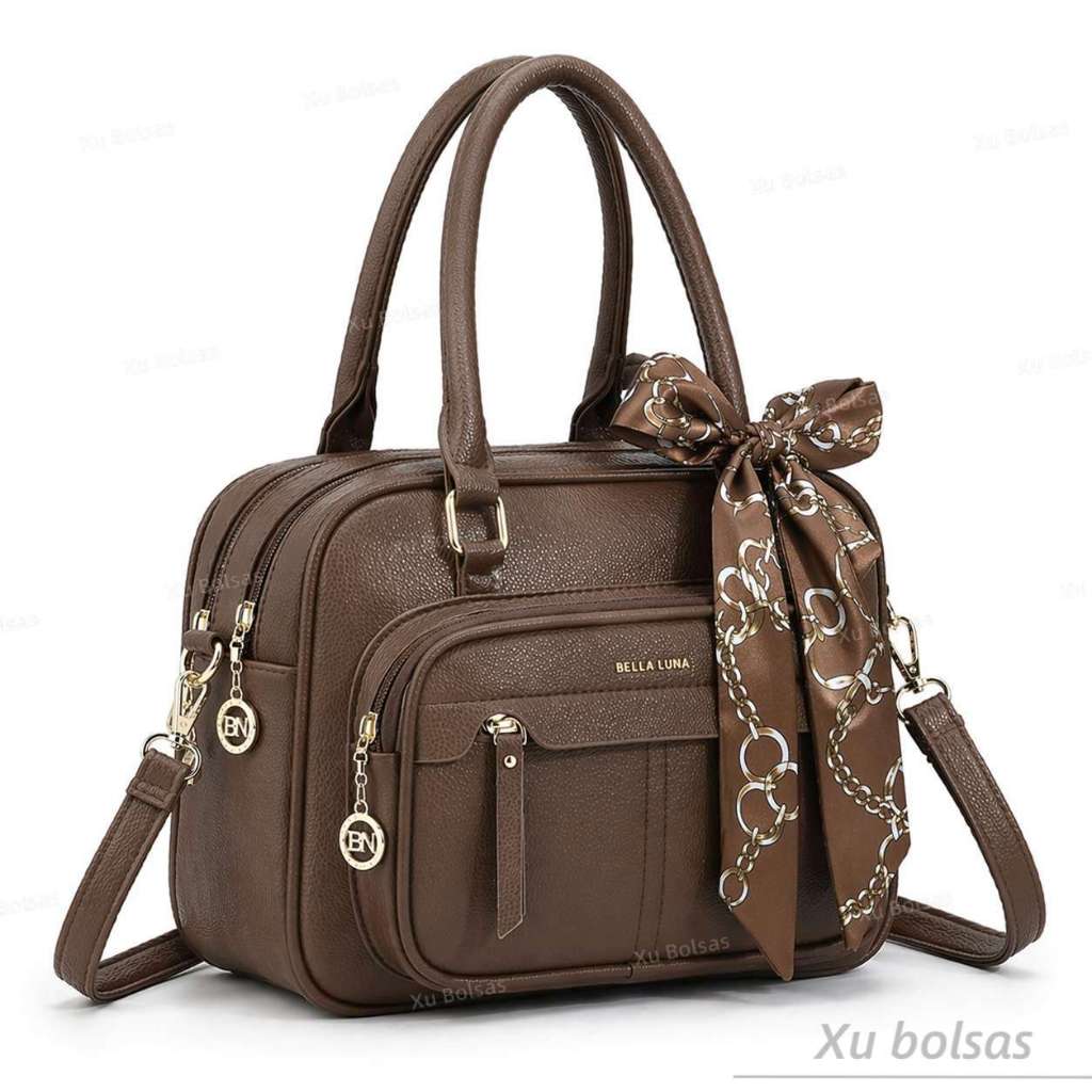 Bolsas Feminina Com 5 Divisórias e Lencinho Alça Lateral Transversal Faixa De Mão De Couro DEC6180#