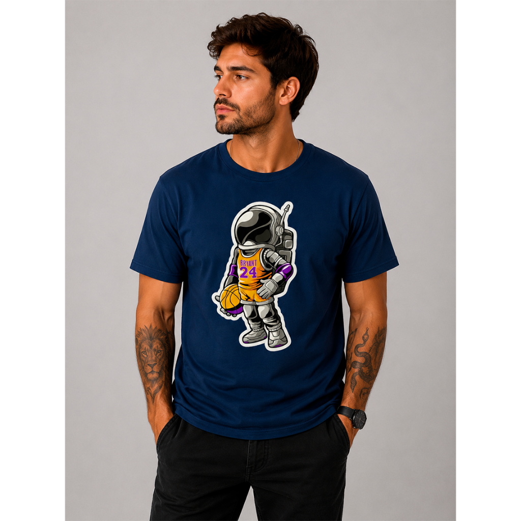 Camiseta ASTRONAUT BRYANT 24 BASKETBALL 100% Algodão Unissex Universo Galáxia Esporte Basquete