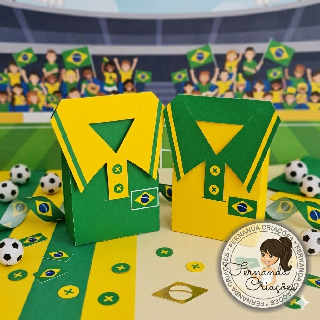 Caixa Camisa de Futebol Personalizada c/ Nome e Idade | Lembrancinha Futebol | Copa do Mundo | Festa - Brasil-Sacolinha.