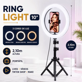 Ring light de 10 polegadas com tripé para celular
