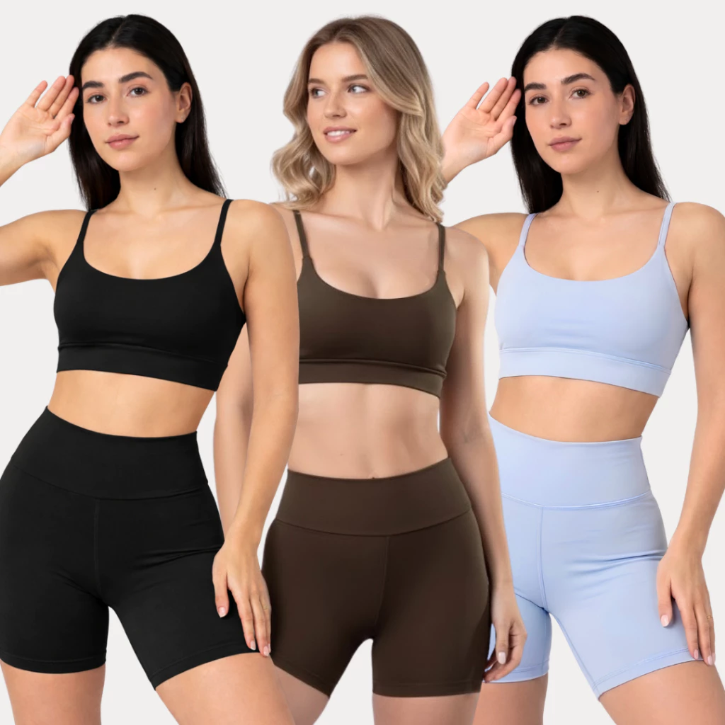 Conjunto Fitness academia short e top poliamida zero transparencia feminina