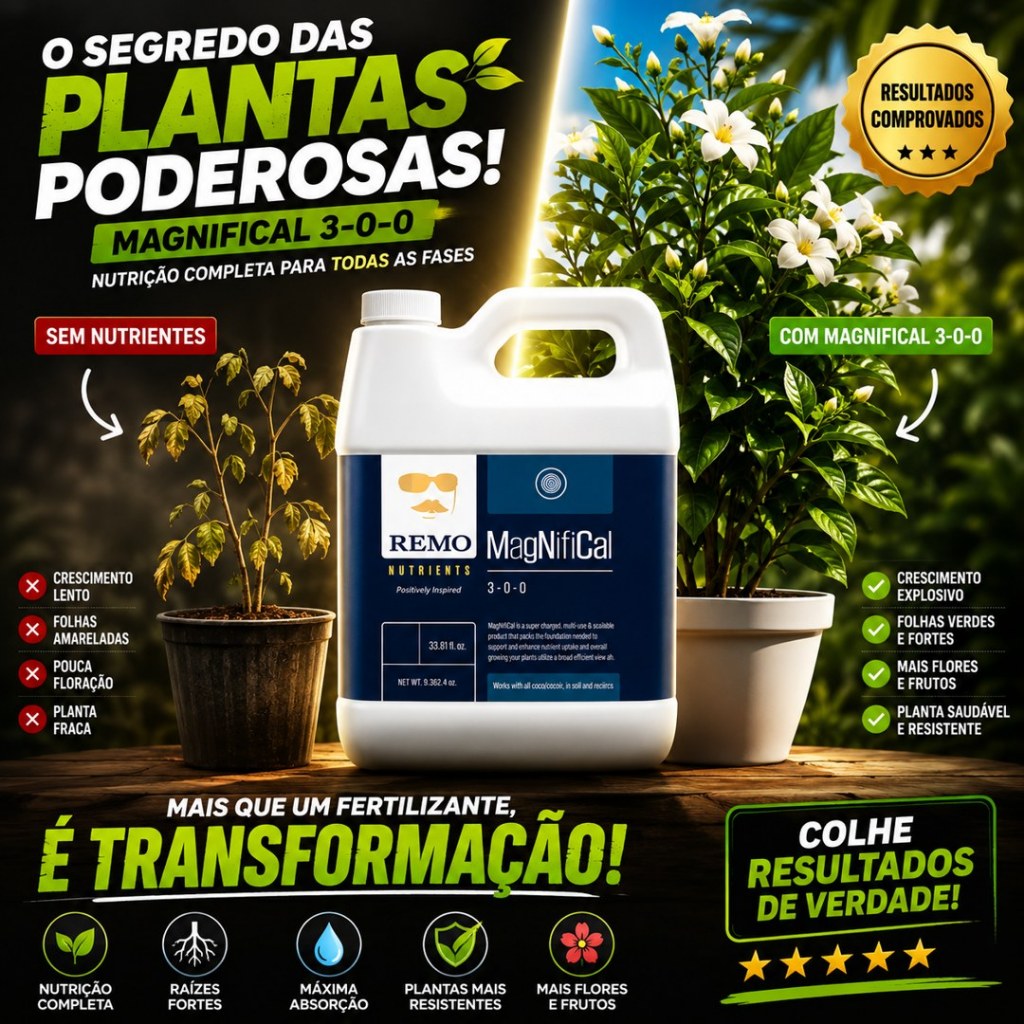 Remo Magnifical 1L CalMag Fertilizante Cálcio Magnésio Ferro | Anti Deficiência, Raízes Fortes e Crescimento Saudável