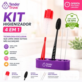 Kit 4 Escovas De Limpeza Para Canudos Garrafas Copos Silicone Nylon Bpa Free Reutilizavel