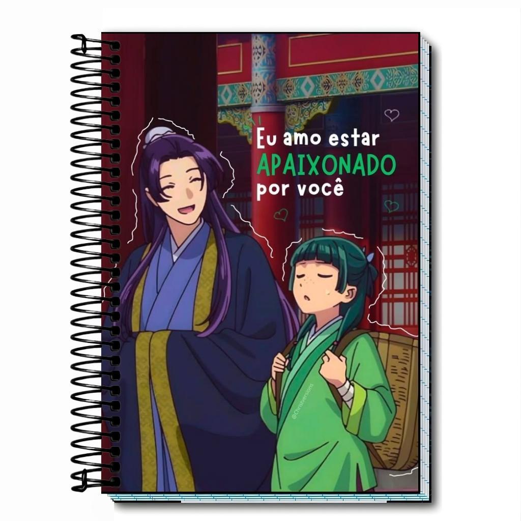 Caderno casal de anime frases  2026 Personalizado 1, 5, 10 e 20 Matérias Universitário Escolar, faculdade