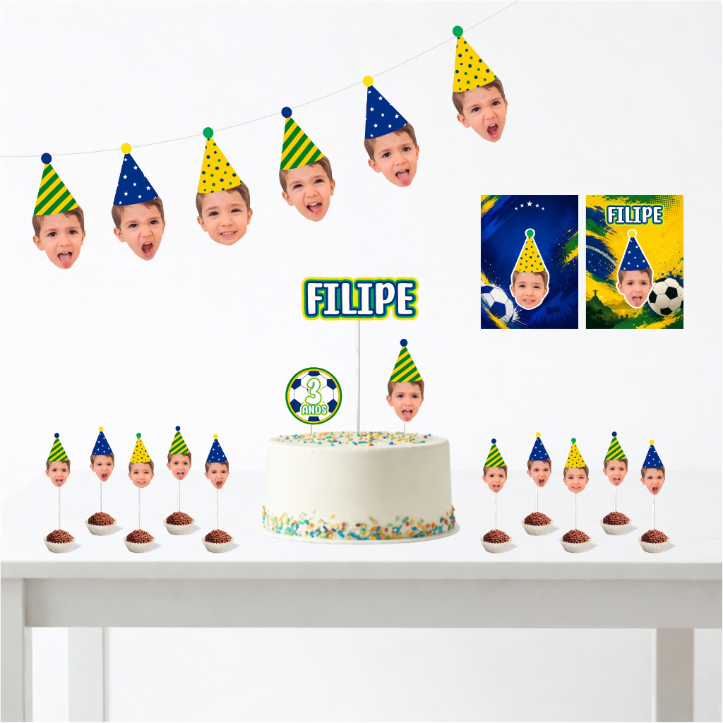 Kit Festa Só Um Bolinho Personalizado Com Foto Rostinho Copa