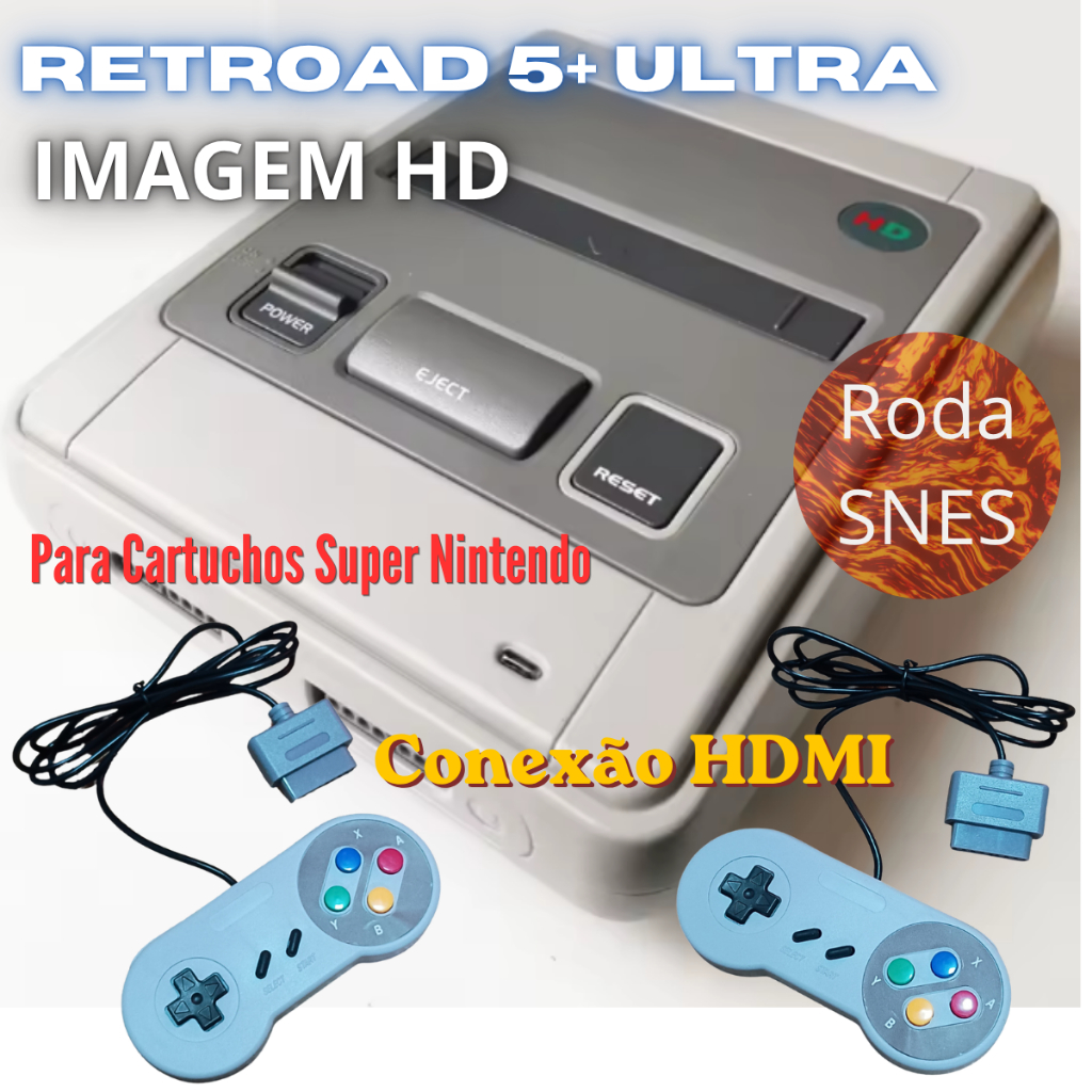 NOVO RETROAD 5+ ULTRA CONSOLE VIDEOGAME PARA SUPER NINTENDO SNES IMAGEM EM HD- ENVIO IMEDIATO