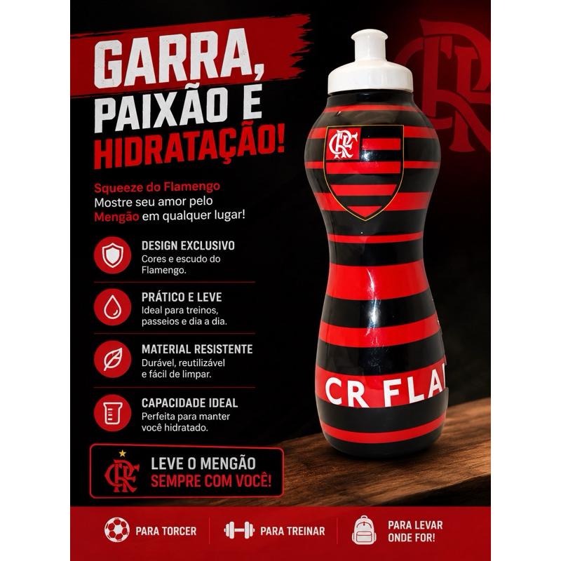 Garrafinha Oficial Flamengo - 500 a 650 ml | Produto Novo