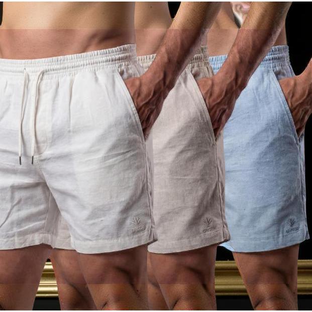 Pacote com 3 Bermudas Masculinas de Linho e Elastano | Estilo Confortável e Leve - MAISON FINESSE