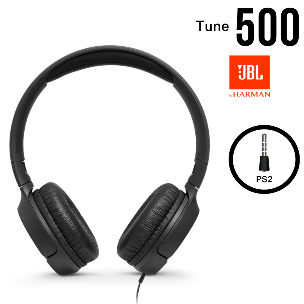 Fone de Ouvido e Headphone On-Ear com Fio PS2 de 3,5mm JBL Harman Tune 500 Preto Potente Pure Bass