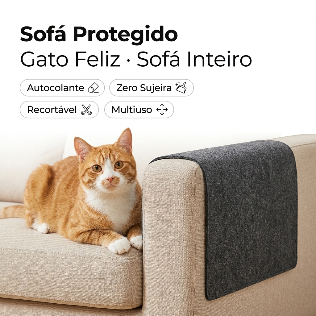Arranhador Gato Adesivo Carpete Protetor Sofá Cama Box e Parede - Rolo Autocolante Anti Arranhão