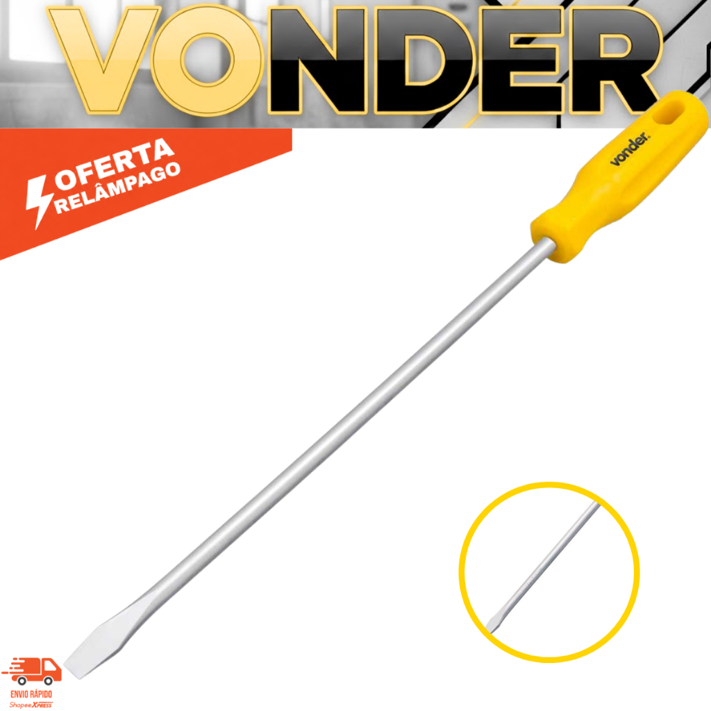 Chave De Fenda 3/8" x 12" Aço Cromo Vanádio Com Ponta Magnetizada VONDER