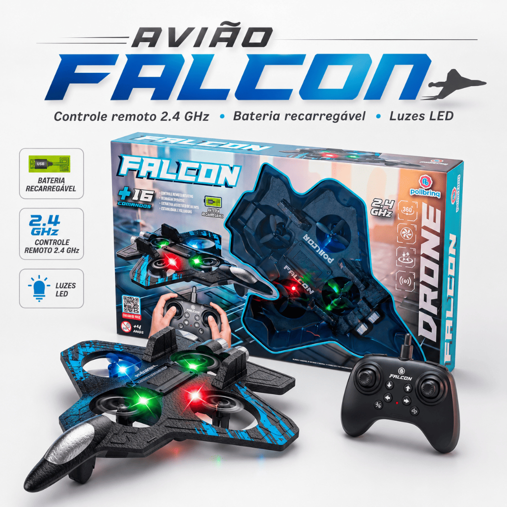 Avião Caça Drone Controle Remoto Acrobático Manobras 360 Original
