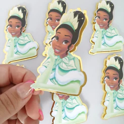 Aplique para Tubete a Princesa e o Sapo - Princesa Tiana Adulta Aplique para cofrinho Festa Infantil