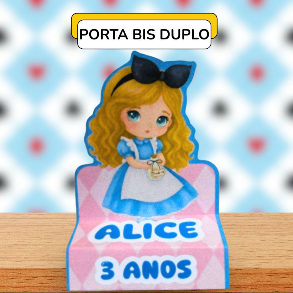 Kit Porta Bis Duplo Personalizado Festa Alice No Pais Das Maravilhas Lembrancinha Decoração Aniversario