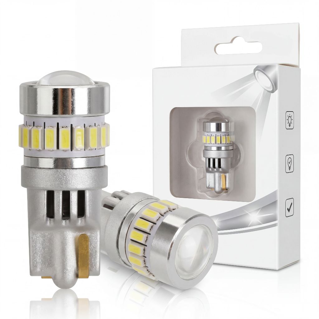 Lente Alumínio Prateado Lâmpada Led Pingo T10 12-24V Canhão 6000k Extra Forte conjunto Excelente dissipação de calor