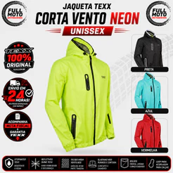 Jaqueta Texx Corta Vento Neon V2 - Moto Ciclismo Leve com Estilo