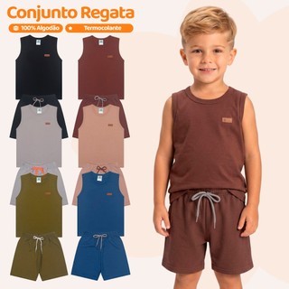 Kit 2, 4 ou 6 peças Regata Infantil de Menino Minimalista Basico Verão Masculino Bebe Cas…
