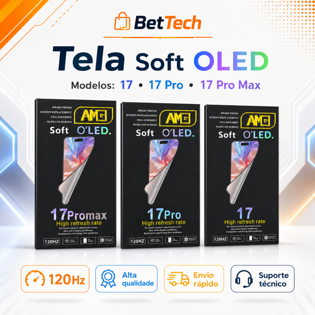 Tela Soft OLED 120Hz iPhone 17 Display Completo Touch Qualidade Premium Compatív