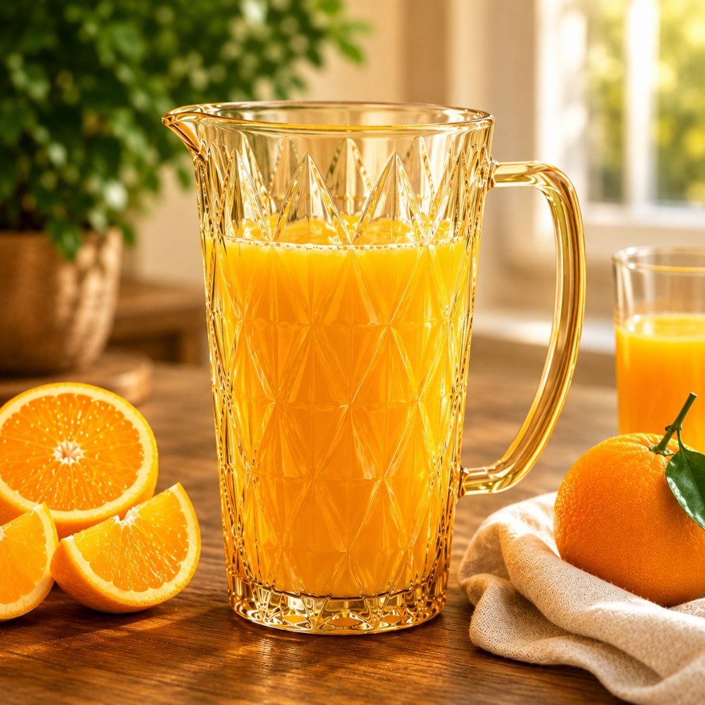Jarra Diamond Âmbar 1,2L Vidro Grosso Fina Elegante Resistente Mesa Posta Elegante Recepção Convidados Presente Ideal