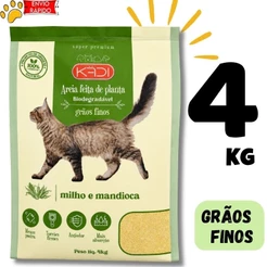 Areia Higiênica Kadi 4kg Areia Biodegradável grãos finos para Gatos Areia de Mandioca