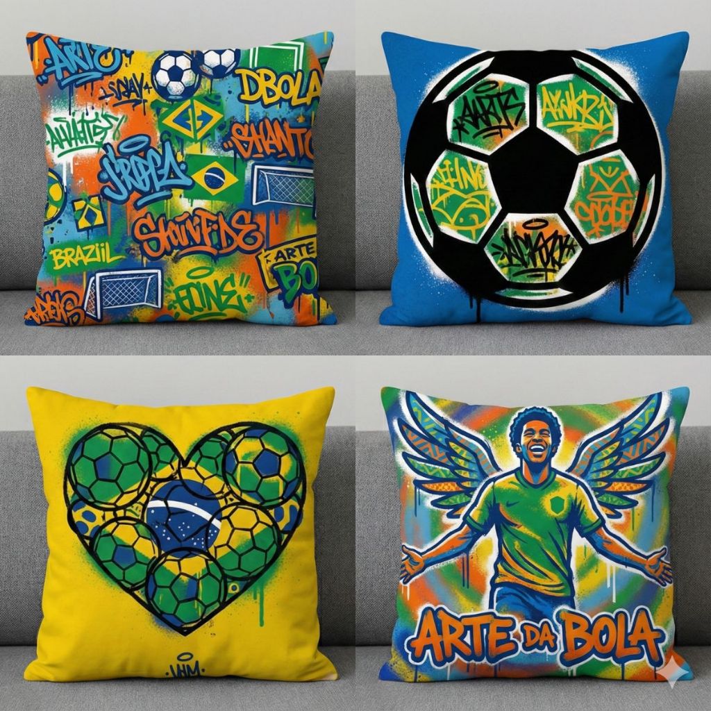 Kit Capas de Almofada Brasil Copa do Mundo 2026 Decoração Seleção Brasileira Futebol Torcedor