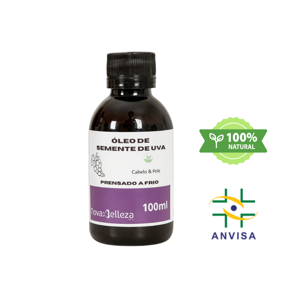 Óleo Vegetal de Semente de Uva 100% Puro para Umectação Capilar  100ml .