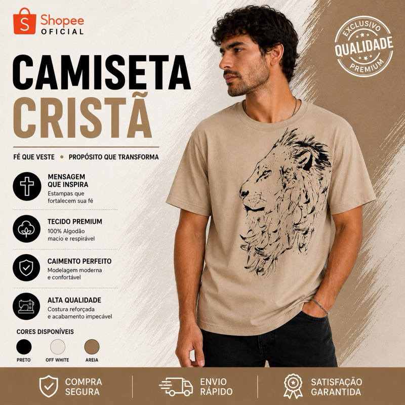Camiseta Cristã Masculina e Feminina 100% Algodão | Estampas Gospel Exclusivas
