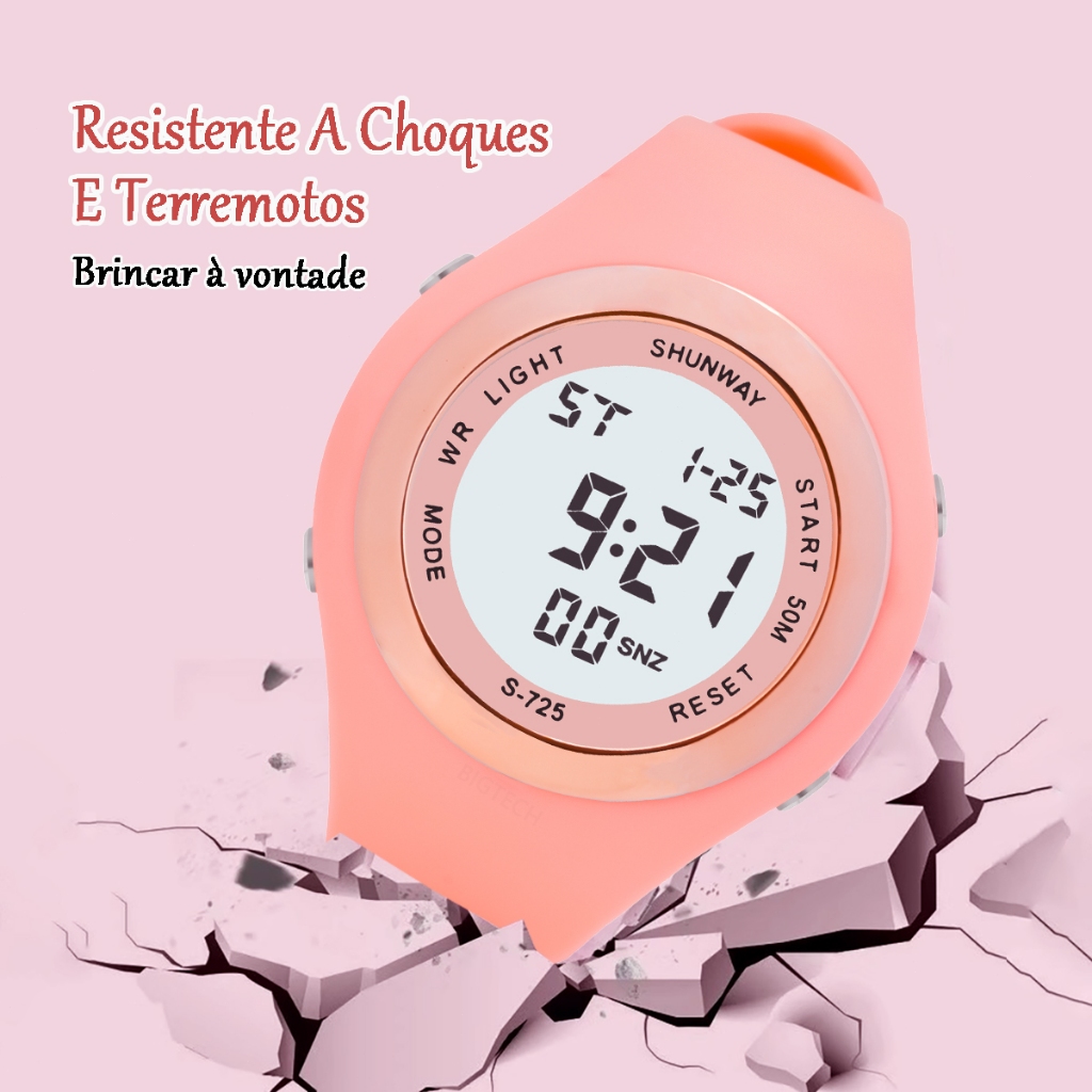 Relogio Feminino Digital A Prova D 'Água Led Esportivas Cronômetro Original S-725 — imagem 2 de 2