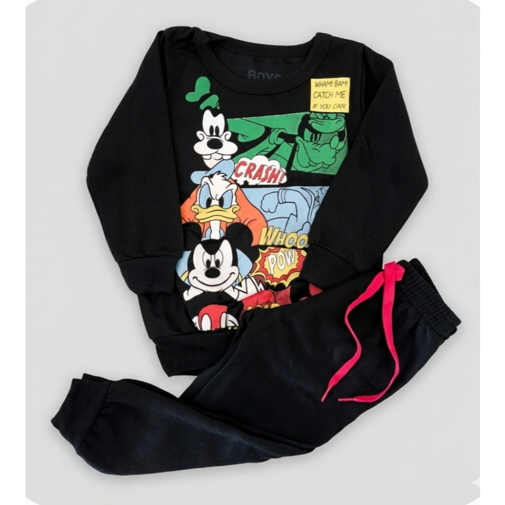 Conjunto de Frio Infantil Menino Masculino Moletom Felpado 1 Ano Inverno Personagens Super Heróis e Mickey Roupa de Frio