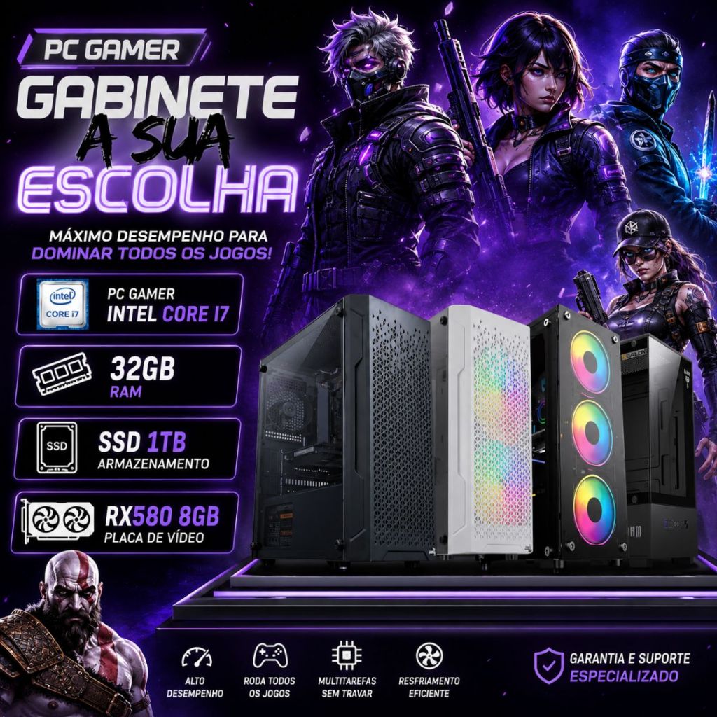 Pc Gamer Intel Core I7, 32gb Ram + Ssd 1tb + Rx580 8gb