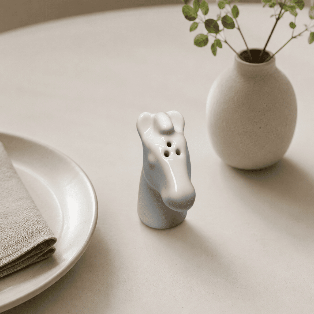 Saleiro/Pimenteiro Porcelana Cabeça De Cavalo Branco Decoração Cozinha Mesa Posta Ceramica Scalla 2a