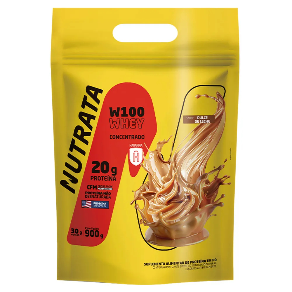 100% Whey Protein w100 Refil 900g Concentrado - Nutrata
