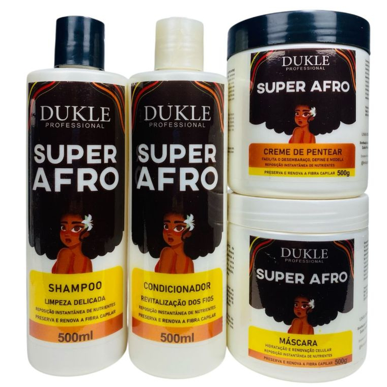 Kit Capilar Afro Hidratação Reposição Instantânea de Nutrientes 4 Passos Dukle Profissional