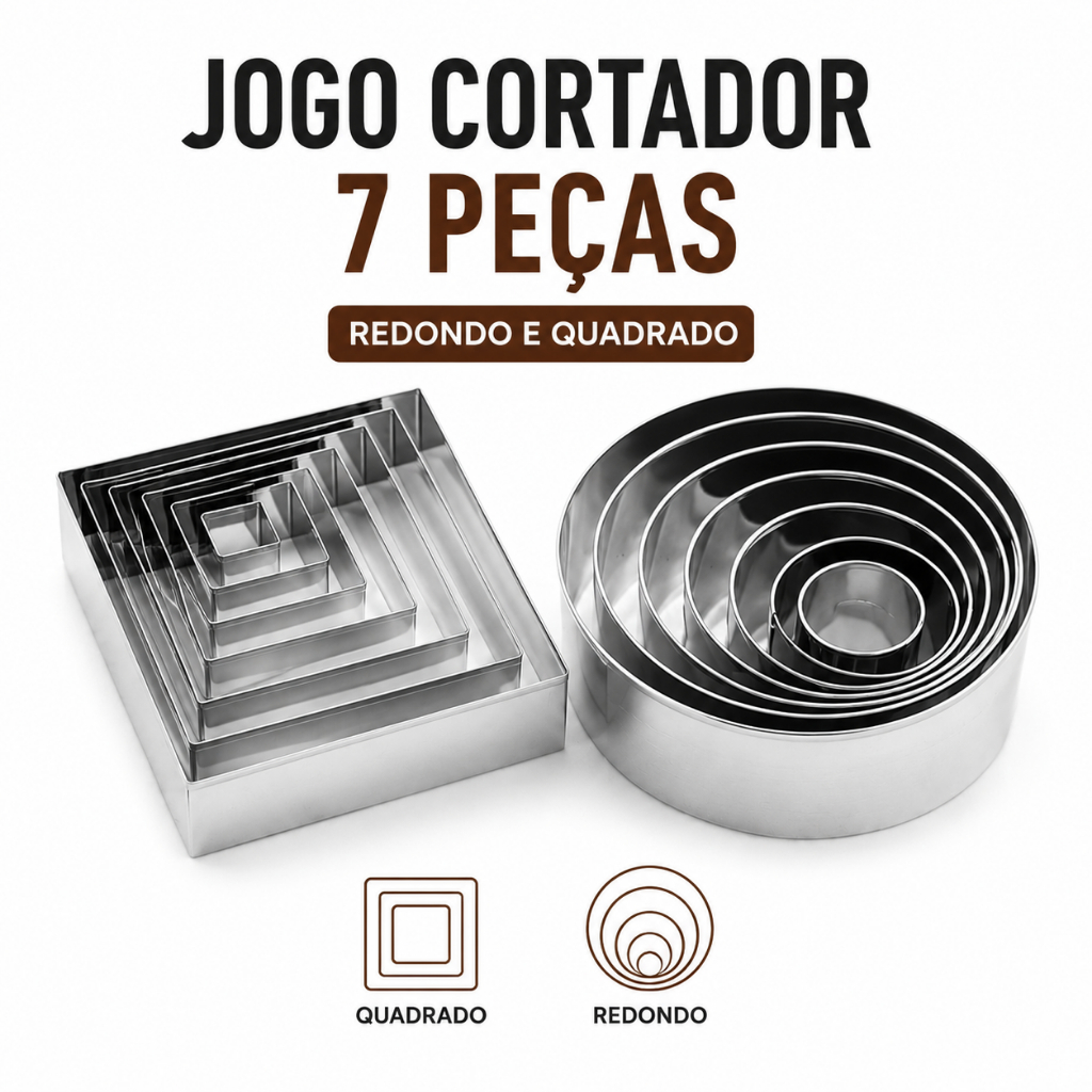 Jogo Cortador Inox 7 Peças para Confeitaria e Panificação