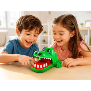 Brinquedo Crocodilo Dentista Morde Dedo Verde Jacaré Jogo de Mesa Aperta o Dente Infantil