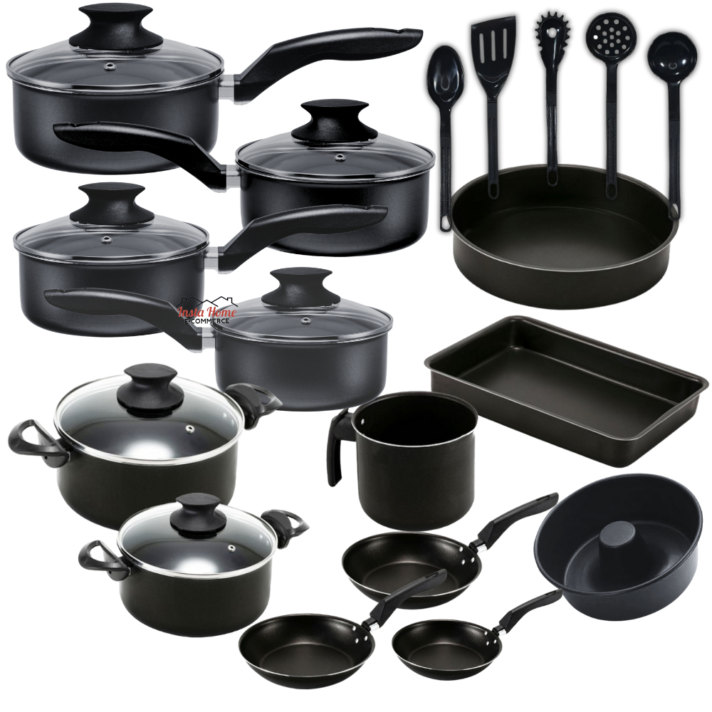 Conjunto kit Jogo de panelas Rose 18 peças Antiaderente Teflon Com Tampa de Vidro utensílios Cozinha